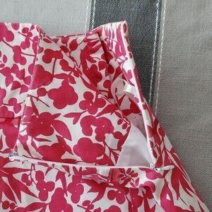 Autography NY Sz 2 Hot Pink Floral A‎ Line Full Skirt Midi Retro Flowers White